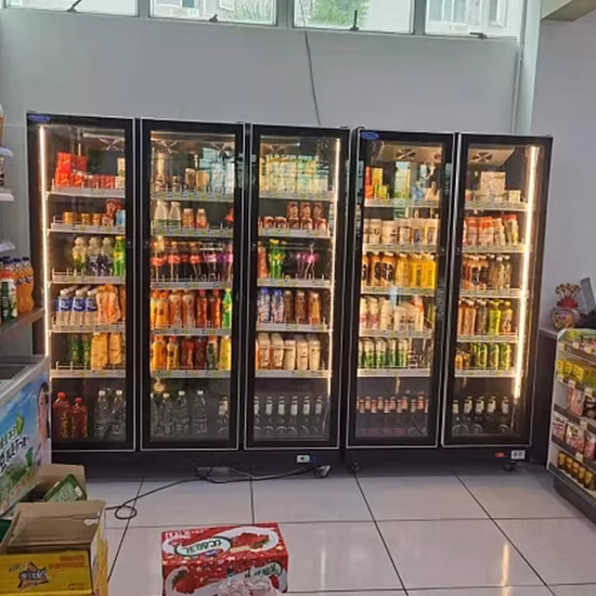 Three Layers 4 Side Glass Display Refrigerator Four Glass Sided Cake Display Cooler