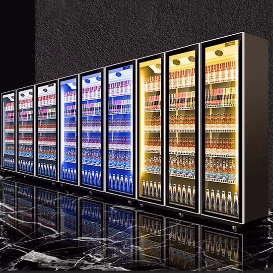 Three Layers 4 Side Glass Display Refrigerator Four Glass Sided Cake Display Cooler